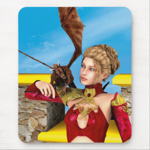 Fantasy-Drachenprinzessin Digitale Kunst Mousepad
