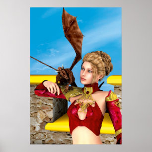 Fantasy-Drachenprinzessin Digitale Kunst Poster