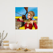 Fantasy-Drachenprinzessin Digitale Kunst Poster (Küche)
