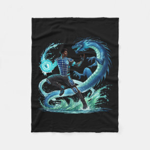 Fantasy Dragon African American Black Man Superhel Fleecedecke