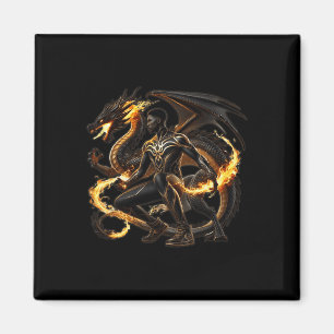 Fantasy Dragon African American Black Man Superhel Magnet