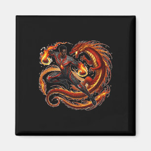 Fantasy Dragon African American Black Man Superhel Magnet