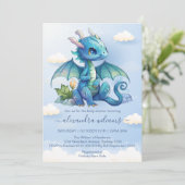 Fantasy Dragon Baby Dusche Einladung (Stehend Vorderseite)