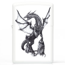 Fantasy Dragon Black and White Zeichnend