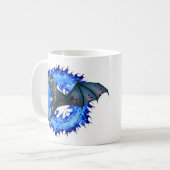 Fantasy Dragon Blue Flaming Fire Kaffeetasse (Vorderseite Links)