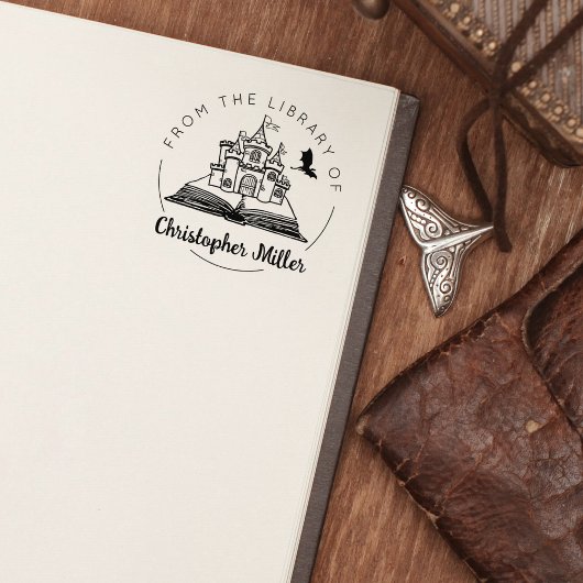 Fantasy Dragon Castle aus der Bibliothek des Buche Gummistempel