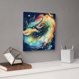 Fantasy Dragon Dream Animal 14 Quadratische Wanduhr