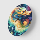 Fantasy Dragon Dream Tier 2 Runde Wanduhr (Winkel)