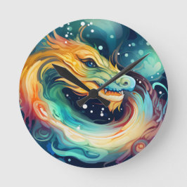 Fantasy Dragon Dream Tier 3 Runde Wanduhr