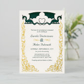 Fantasy Dragon Green Wedding Folieneinladung (Stehend vorne)