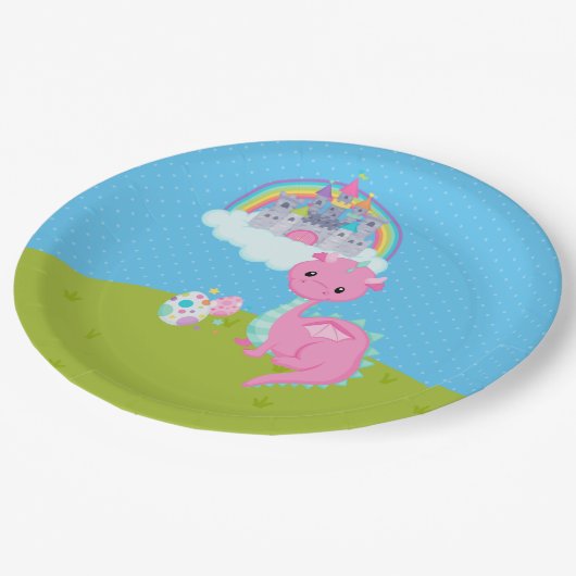 Fantasy Dragon Kids Party Pappteller (Schrägansicht)