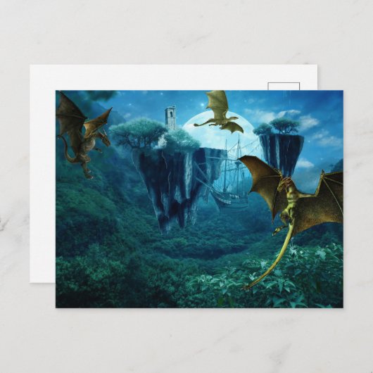 Fantasy Dragon Landscape Postkarte (Vorne/Hinten)