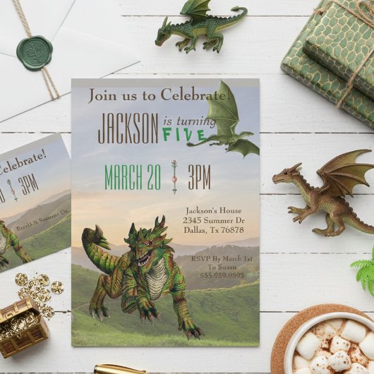 Fantasy Dragon Magic Serpent Birthday Party Einladung