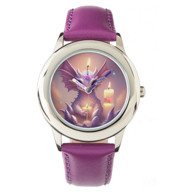 Fantasy Dragon mit Birthday Candles Armbanduhr (Vorderseite)