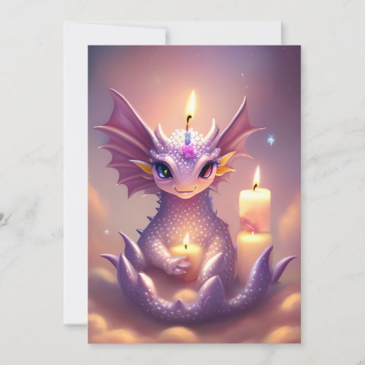 Fantasy Dragon mit Birthday Candles Feiertagskarte (Vorderseite)