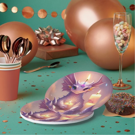 Fantasy Dragon mit Birthday Candles Pappteller (Multi)