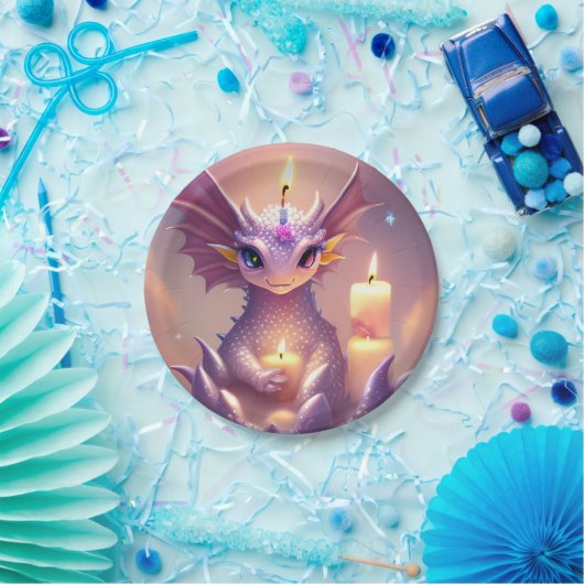 Fantasy Dragon mit Birthday Candles Pappteller (Party)