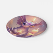 Fantasy Dragon mit Birthday Candles Pappteller (Schrägansicht)