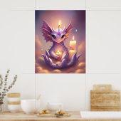 Fantasy Dragon mit Birthday Candles Poster (Küche)