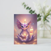 Fantasy Dragon mit Birthday Candles Postkarte (Stehend Vorderseite)