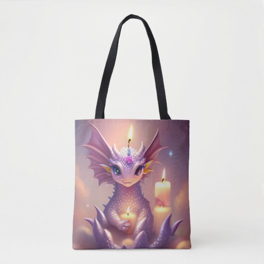 Fantasy Dragon mit Birthday Candles Tasche (Vorderseite)