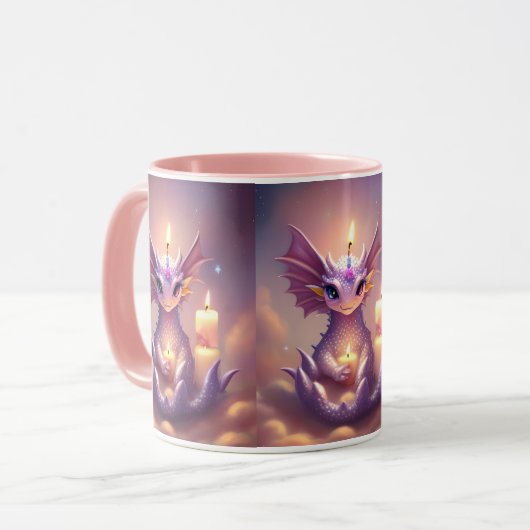 Fantasy Dragon mit Birthday Candles Tasse (Vorderseite Links)