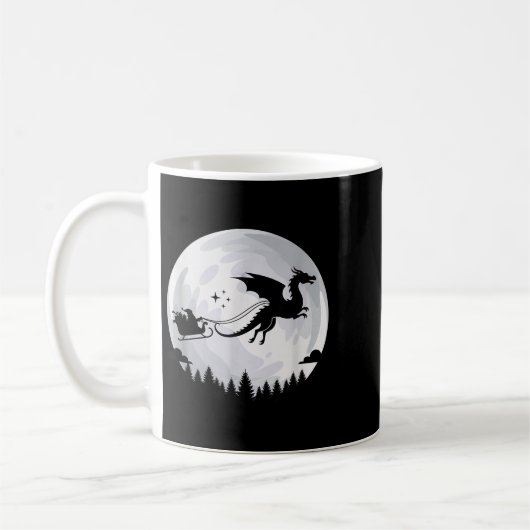 Fantasy Dragon Moon Sleigh, Santa Pulled By Dragon Kaffeetasse (Links)