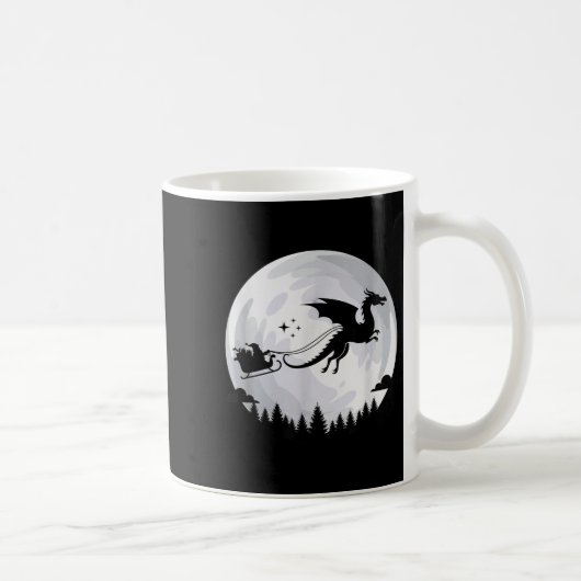 Fantasy Dragon Moon Sleigh, Santa Pulled By Dragon Kaffeetasse (Rechts)