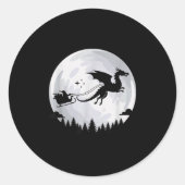 Fantasy Dragon Moon Sleigh, Santa Pulled By Dragon Runder Aufkleber (Vorderseite)