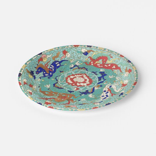 Fantasy Dragon Print Paper Teller, 7" Pappteller (Schrägansicht)