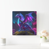 "Fantasy Dragon" Quadratische Wanduhr (Zuhause)