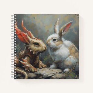 Fantasy Dragon und Kaninchen Notizblock