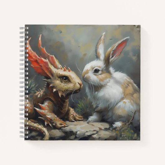 Fantasy Dragon und Kaninchen Notizblock (Vorderseite)