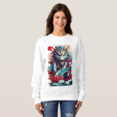 Fantasy Dragon und Rote Rosen Sweatshirt (Vorne ganz)