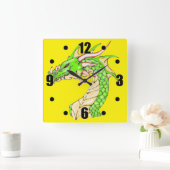 Fantasy Dragon Wall Clock Quadratische Wanduhr (Zuhause)
