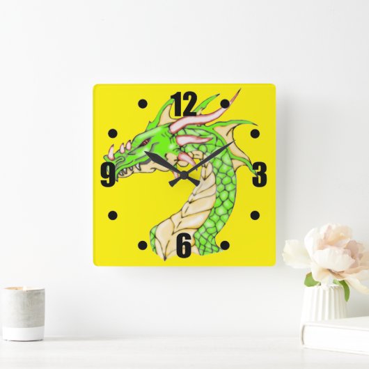 Fantasy Dragon Wall Clock Quadratische Wanduhr (Zuhause)
