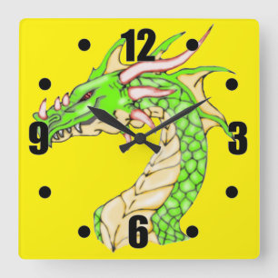 Fantasy Dragon Wall Clock Quadratische Wanduhr