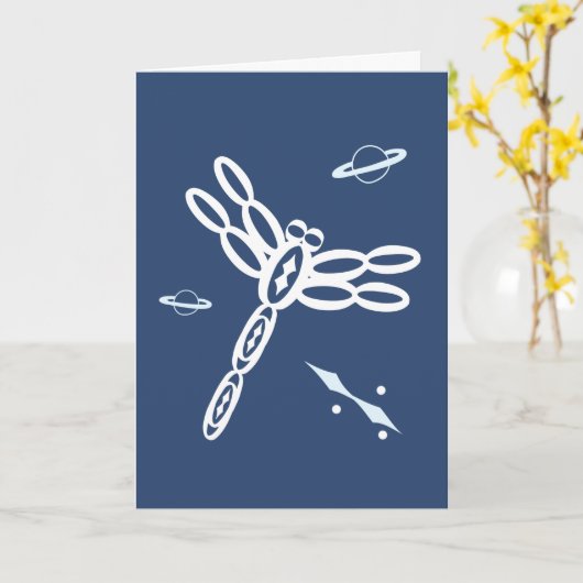 Fantasy Dragonfly and OuterSpace Rift, blue, white Karte (Gelbe Blume)