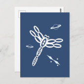 Fantasy Dragonfly and OuterSpace Rift, blue, white Postkarte (Vorne/Hinten)