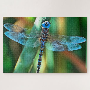 Fantasy Dragonfly in Türkis und Schwarz Puzzle