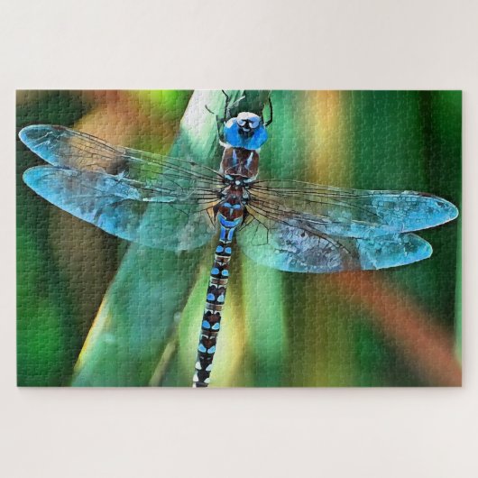 Fantasy Dragonfly in Türkis und Schwarz Puzzle (Horizontal)