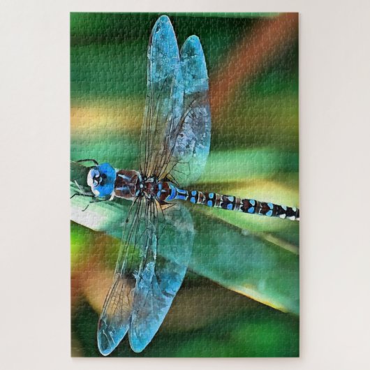 Fantasy Dragonfly in Türkis und Schwarz Puzzle (Vertikal)