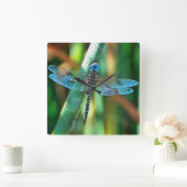 Fantasy Dragonfly in Türkis und Schwarz Quadratische Wanduhr (Zuhause)