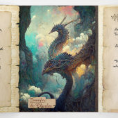 Fantasy Dragons and Castle Fairytale Wedding Dreifach Gefaltete Einladung (Innenseite Mitte)