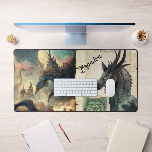 Fantasy Dragons Personalisiert Schreibtischunterlage (Büro 1)
