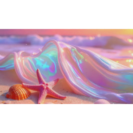 Fantasy Dream Beach With Beautiful Pink Starfish  Pappteller