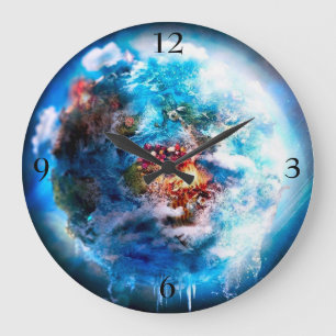 Fantasy Earth Black Light Große Wanduhr