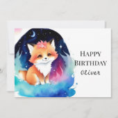 Fantasy Editable Fox Birthday Karte (Vorderseite)