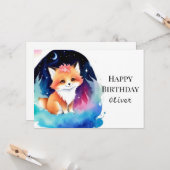 Fantasy Editable Fox Birthday Karte (Vorderseite/Rückseite Beispiel)