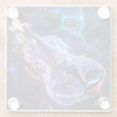 Fantasy Electric Neon Glass Violin Digitale Kunst Glasuntersetzer (Rückseite)
